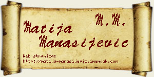 Matija Manasijević vizit kartica